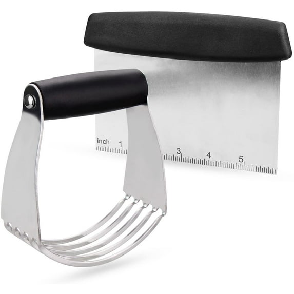 Dough Blender Stainless Steel Pastry Cutter Set - Multipurpose Bench Scraper - Great as Dough Cutter for Pastry Butter and Pizza Dough - Smooth Baking Dough Tools