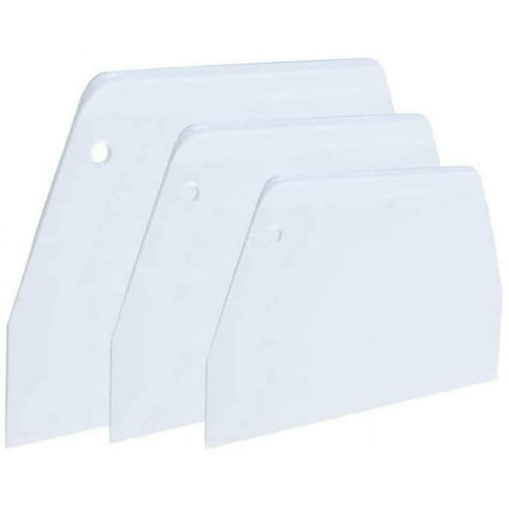 Dough and Bowl Scraper 3-Piece Trapezoidal Plastic Scraper Multi-Function Kitchen Scraper Food Safety Plastic Dough Cutter Hard Plastic Cutter For Pizza Dough Cake (White)