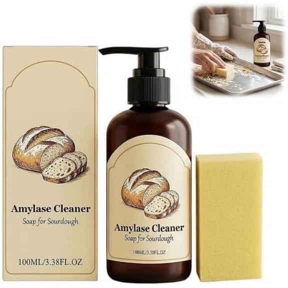 Dough Cleaner for Baking Tools, Enzyme Sourdough Cleaning Solution, Kitchen Cleaner for Sticky Dough, Gentle & Effective Liquid 100ml(1Pcs)