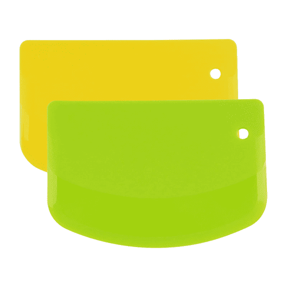Dough Cutter Dough Scraper Food Scrappers Kitchen Bowl Scraper Tool for Pastry Cake Dough Bread Pizza Baking (Yellow and Green，2pcs)