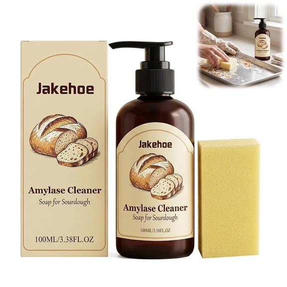 Dough Dissolve Soap for Sourdough, Enzyme-Powered Cleaner for Sticky Dough & Starters, Fast-Acting Baking Mess Solution with Sponge, 100ml / 3.38 fl. oz