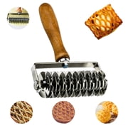 Dough Lattice Roller Cutter Baking Tool, Stainless Steel Lattice Cutter Cookie Pie Pizza Bread Pastry Crust Roller Cutter with Wood Handle, Household Time-Saver Baking Pastry Tools for Pizza Biscuits