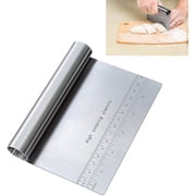 Dough Pastry Scraper, Pro Dough Pastry Cutter/Chopper Stainless Steel Mirror Polished with Measuring Scale Multipurpose- Cake, Pizza Cutter - Pastry Bread Separator Scale Knife