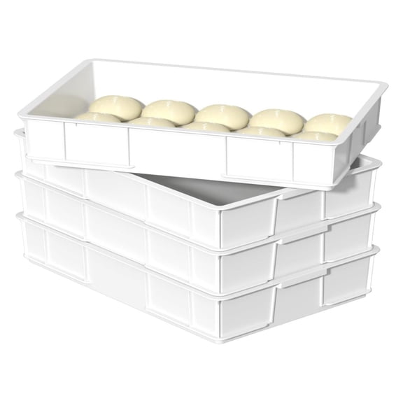 Dough Proofing Box, Stackable Pizza Proofing Dough Trays (23.75 x 16.25 x 3.8 Inches), White, 4 Pack