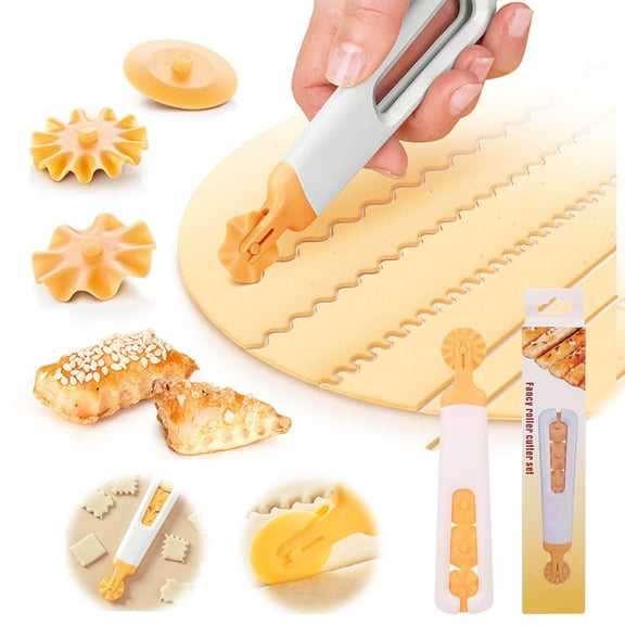 Dough Roller Cutter Set for Baking - 1 Pack Cake Lace Cutter with Serrated Edges for Home Kitchen Dough Cutting, Decorative Pastry Wheel for Cake Decorating, Fondant Trimmer, Baking Tool for Desserts