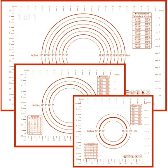 Dough Rolling Mats - 3 Sizes - Extra Thick Non-Stick Baking Mat For Fondant, Rolling Dough, Pie Crust, Pizza, And Cookies