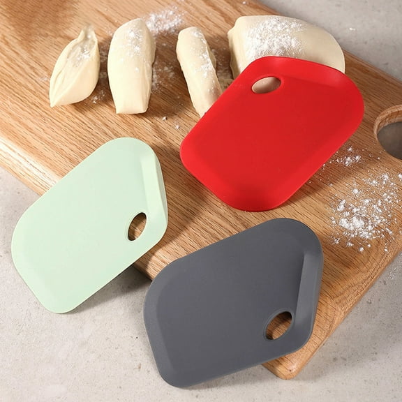 Dough Scraper Bench Knife - Flexible Silicone Baking Tool, Non-Stick Pastry Cutter, Dough Divider and Counter Cleaner, Kitchen Utensil with Hang Hole