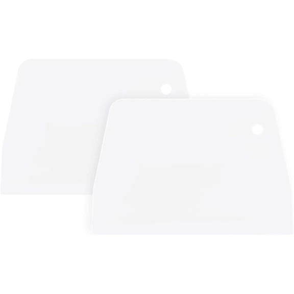 Dough Scraper Bowl Scraper Cake Scraper Set of 2,Plastic Scraper,Food-Safe Dough Cutter,Practical Bench Scraper Kitchen Scrapers,Hard Plastic Cutters for Bread Pizza Dough Cake,White