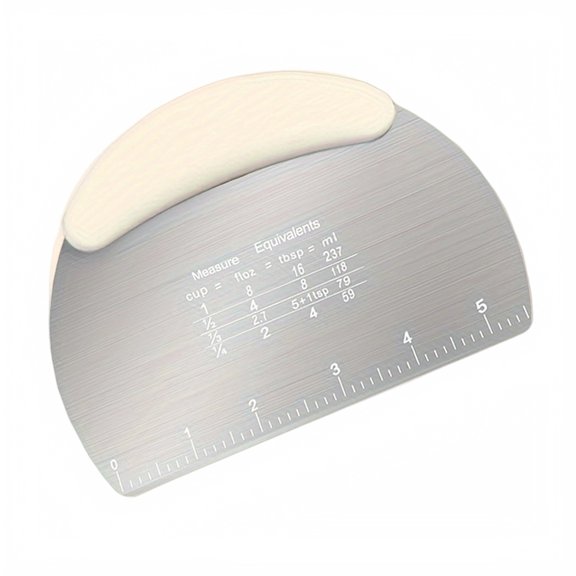 Dough Scraper, Stainless Steel Precise Measurement Scale Bench Knife Multi-Purpose Pastry Cutter Noodle Slicer Chopping Tool of Candy Baking Pizza Prep at Home Kitchen Beige
