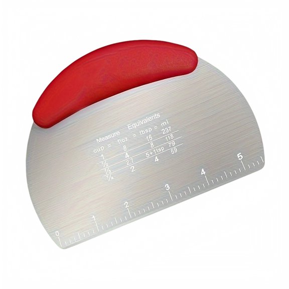 Dough Scraper, Stainless Steel Precise Measurement Scale Bench Knife Multi-Purpose Pastry Cutter Noodle Slicer Chopping Tool of Candy Baking Pizza Prep at Home Kitchen Red