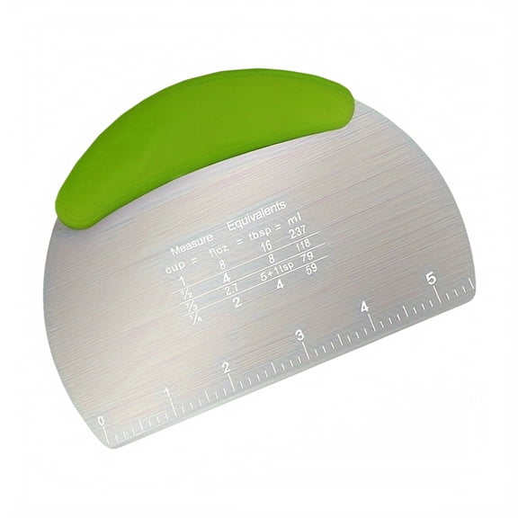 Dough Scraper, Stainless Steel Precise Measurement Scale Bench Knife Multi-Purpose Pastry Cutter Noodle Slicer Chopping Tool of Candy Baking Pizza Prep at Home Kitchen Green