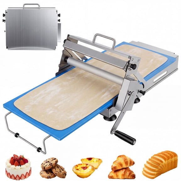 Dough Sheeter Machine (15.5") - Manual Folding Dough Roller Machine with 2 Rolling Boards, Adjustable Thickness, Pastry & Croissant Dough Laminator for Pizza, Pasta, Bakery & Home Use