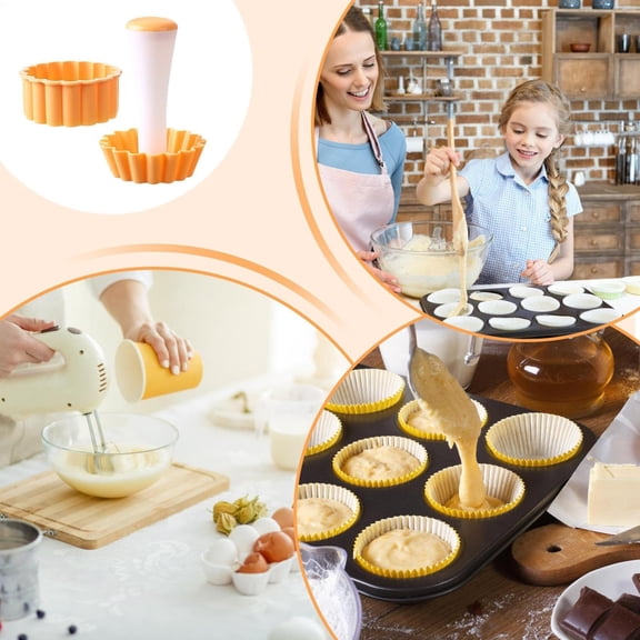 Dough Tart Kit Cutting Set Round Cookie Cutter Pie Baking Tool Non Stick Food Reusable Removable Cake Mould, 10x10x8.5 cm, Orange