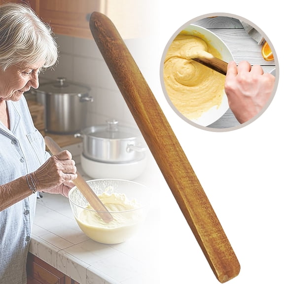 Dough Whisk - Wooden Kitchen Tool for Bread Baking,Nonstick Cookware, Natural Wood Mixer for Dough Jar, Ergonomic Curved Design for Perfect Mixing, Scrapes Jar Corners, Lightweight,Easy to Hang, 1PC