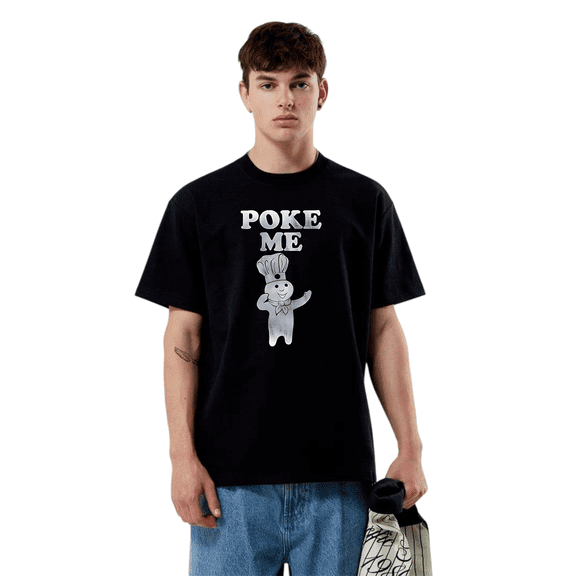Doughboy Faded Poke Me Funny Foodie Graphic Retro Humor Unisex T-Shirt V10252, up to Size 5XL