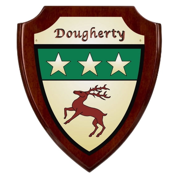 Dougherty Irish Coat of Arms Shield Plaque - Rosewood Finish