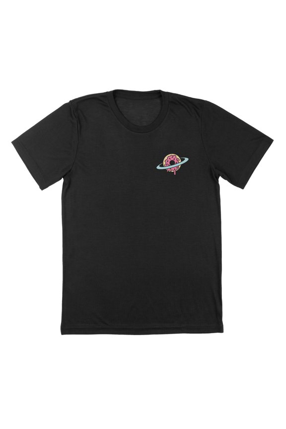 Doughnut Orbit Humor Graphic Black Mens T-Shirt