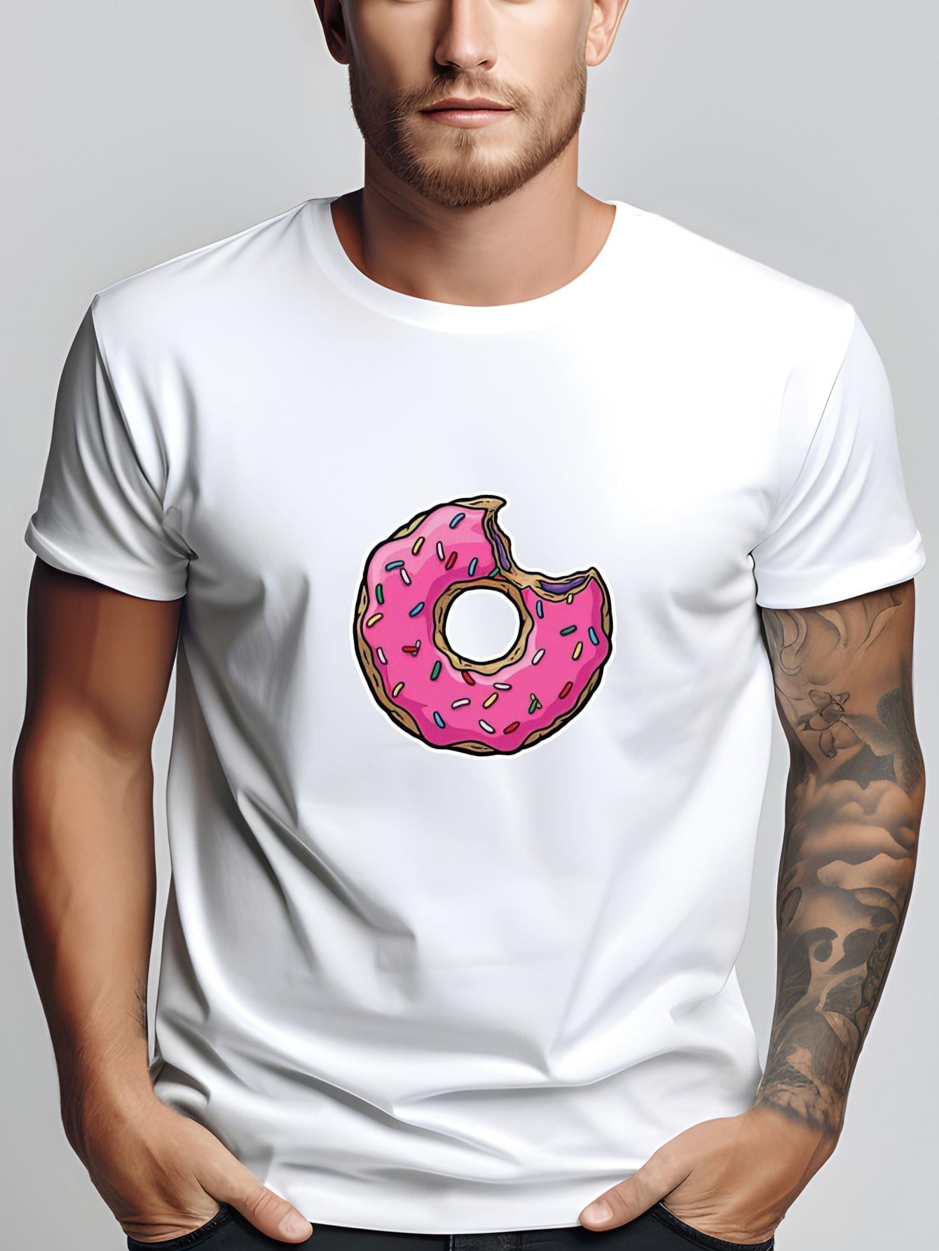 Doughnut Print Shirt, s For Men, Casual Short Sleeve T-shirt For Summer ...