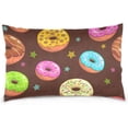 thumbnail image 1 of Doughnuts and Stars Velvet Oblong Lumbar Plush Throw Pillow Cover/Shams Cushion Case 20x36in Decorative Invisible Zipper Design for Couch Sofa Pillowcase Only, 1 of 7