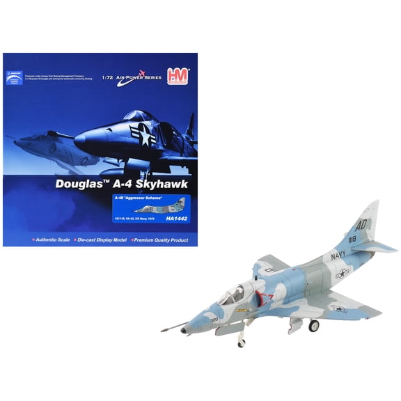 Douglas A-4E Skyhawk Aircraft "Aggressor Scheme" (1975) United States Navy "Air Power Series" 1/72 Diecast Model by Hobby Master