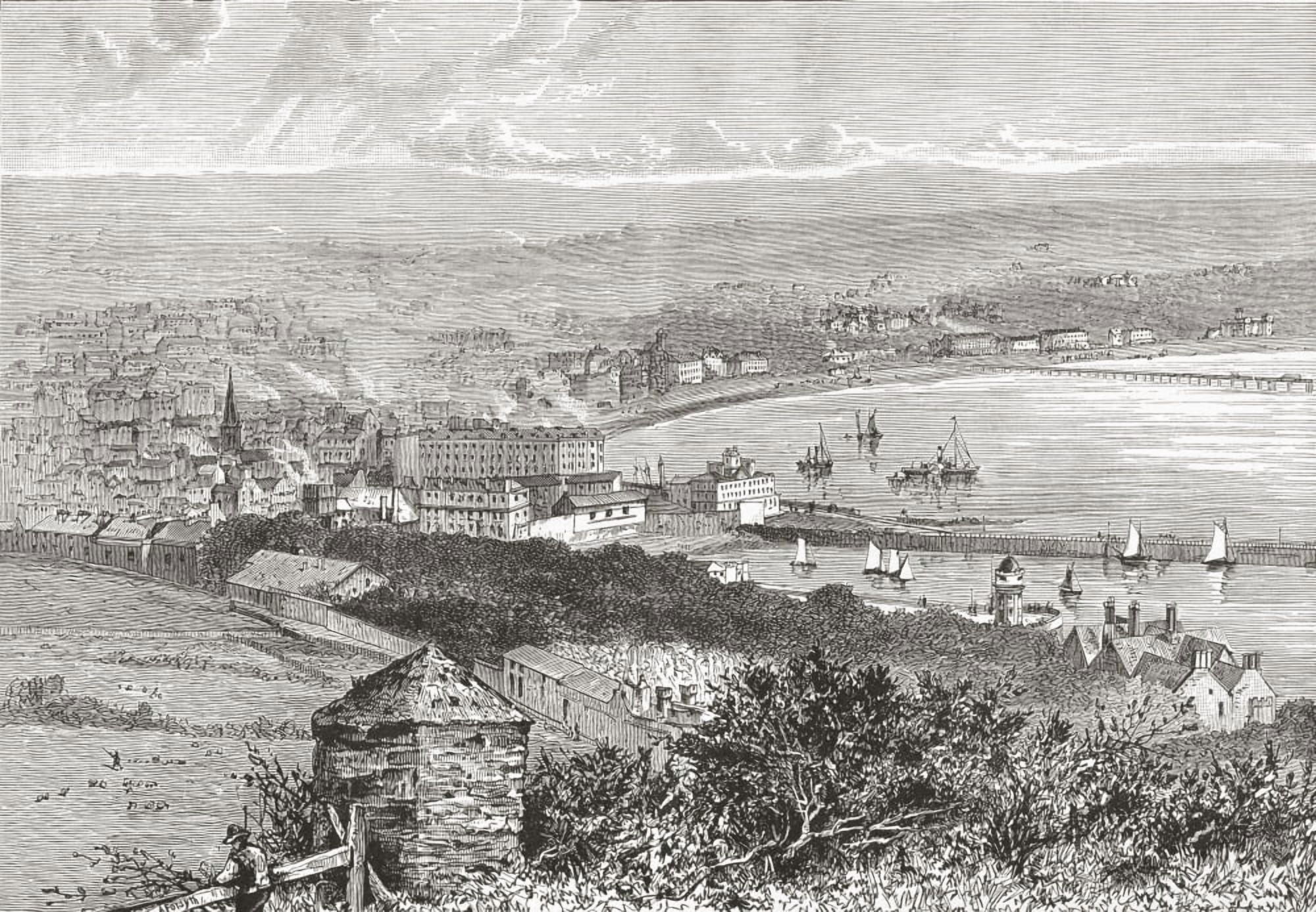 Douglas Bay Isle Of Man In The Late 19Th Century From Our Own Country Published 1898 Canvas Art - Ken Welsh Design Pics (17 x 12)