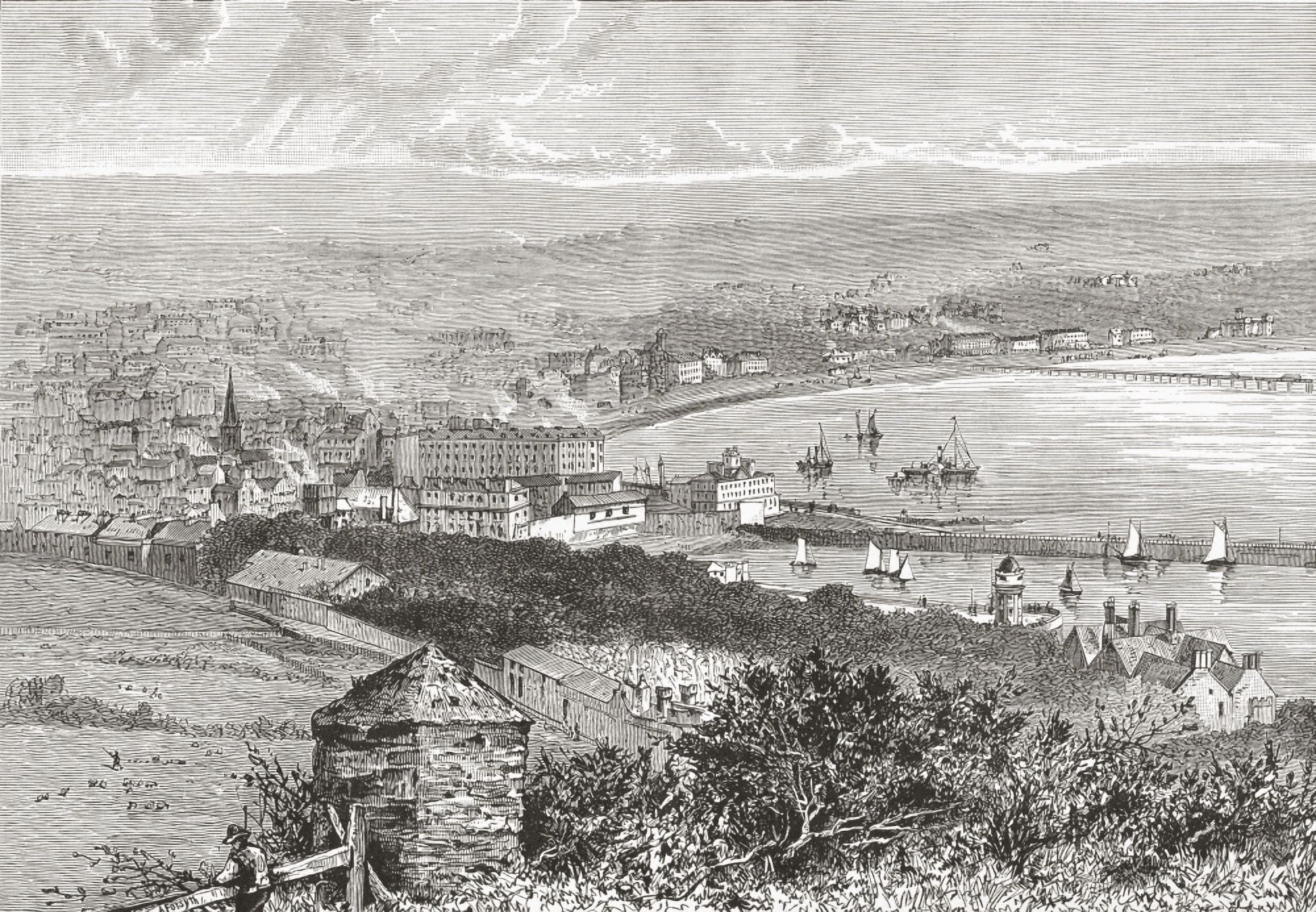 Douglas Bay Isle Of Man In The Late 19Th Century From Our Own Country Published 1898 Canvas Art - Ken Welsh Design Pics (34 x 24)