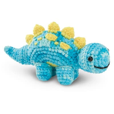 Douglas the Dinosaur Amigurumi Crochet Kit by Loops & Threads DIY Stuffed Animal Craft Set with Yarn - Hook - Fiberfill & Instructions - Intermediate Skill Level - Makes 7.9" Plush