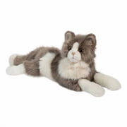 Douglas Cuddle Toys Gretta 24 DLUX Lying Grey Cat Plush Stuffed Animal Long Hair