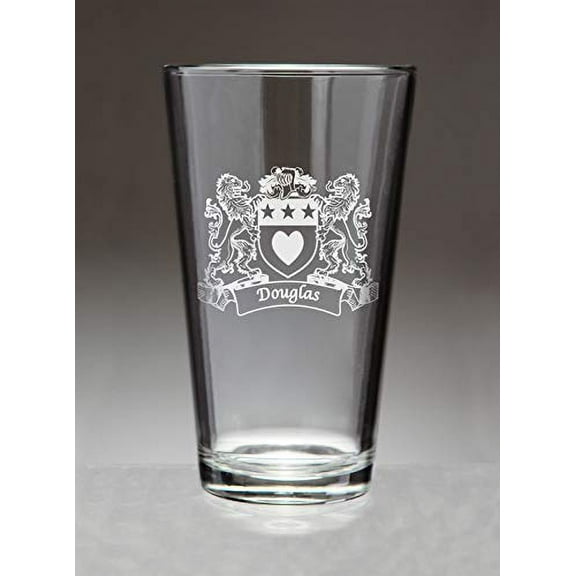 Douglas Irish Coat of Arms Lions Pint Glasses (Sand Etched)