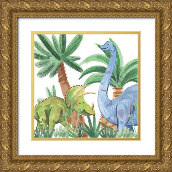 Douglas, Jamie 15x15 Gold Ornate Wood Framed with Double Matting Museum Art Print Titled - Dino Buddies II