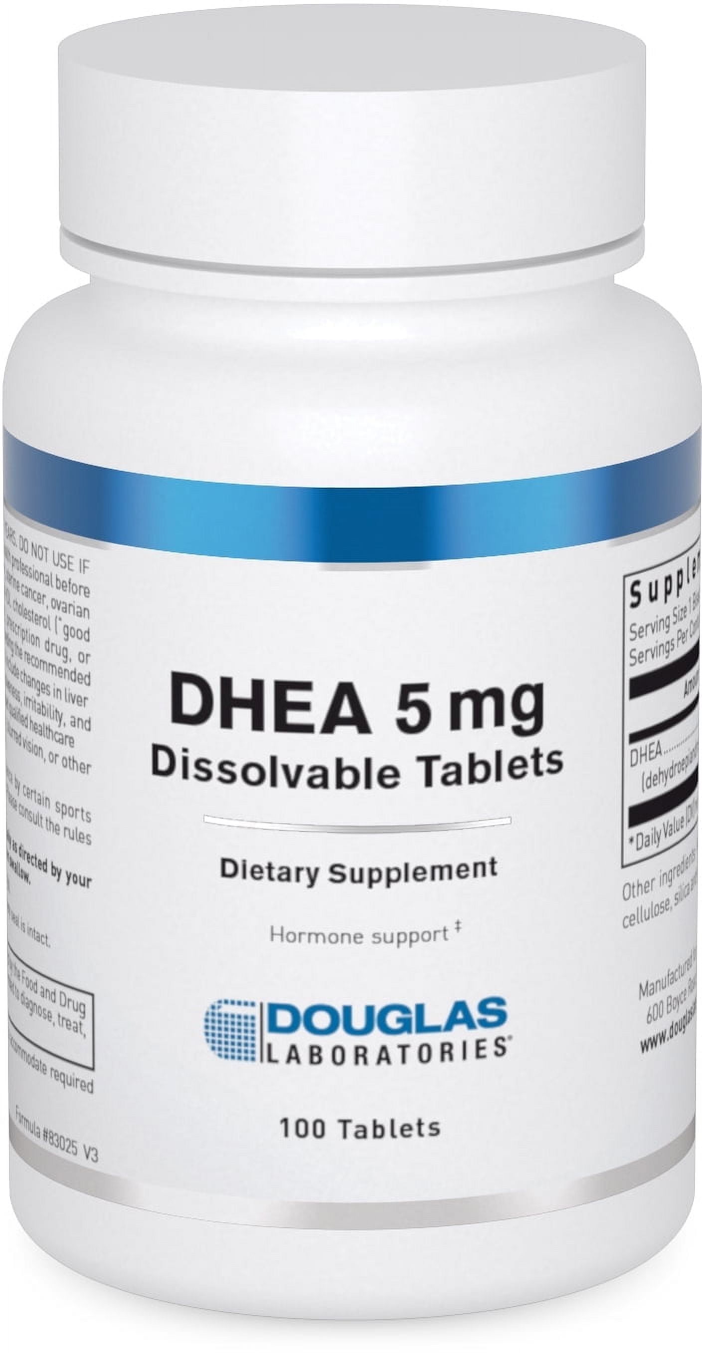 Douglas Laboratories DHEA 5 mg | Micronized Supplement to Support Immune Health, Brain, Bones, Metabolism and Lean Body Mass* | 100 Tablets