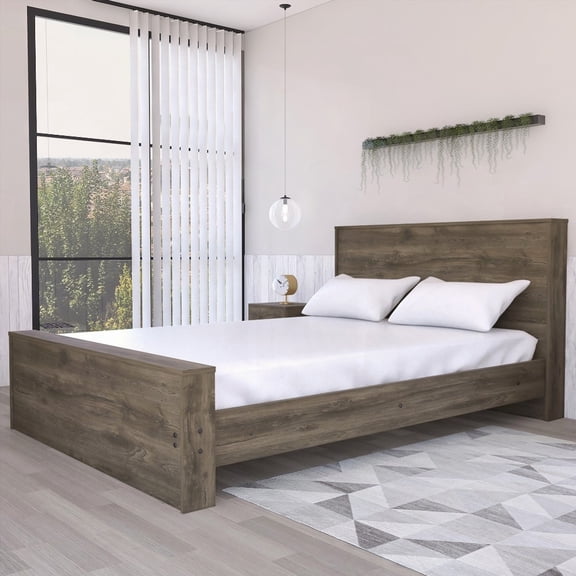 Braga Full Size Bed Base equipped with a 38.58'' Headboard and 440.9'' Weight Capacity - Easily Assembled and Boasting an Exclusive Design