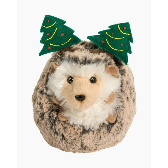 Douglas Spunky Hedgehog Plush Stuffed Animal with Christmas Tree Headband, 5"