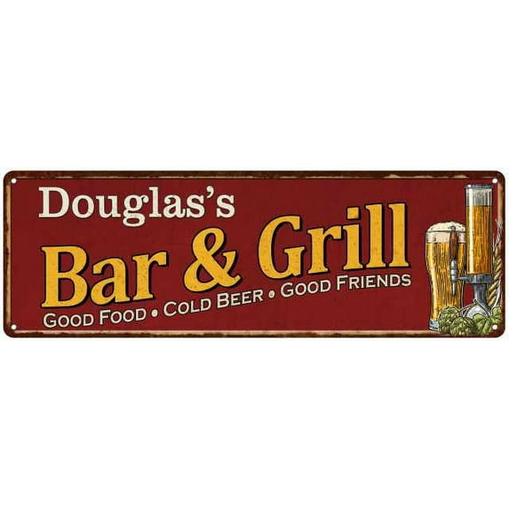 Douglas's Bar and Grill Red Man Cave Decor 6x18 Sign 106180054396