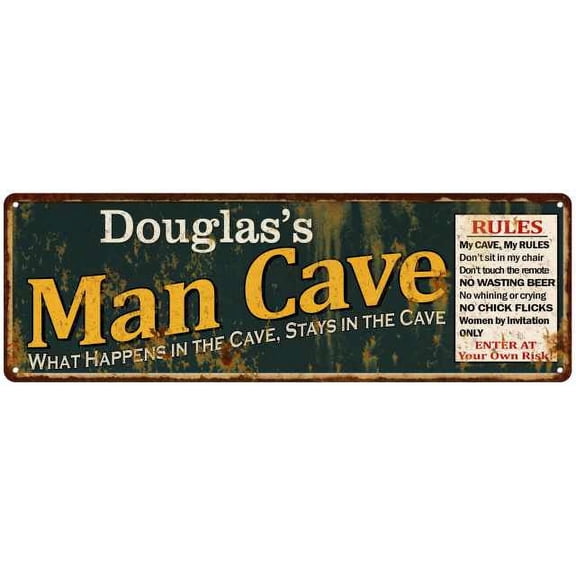 Douglas's Man Cave Rules Green Sign Decor Gift 6x18 106180005393