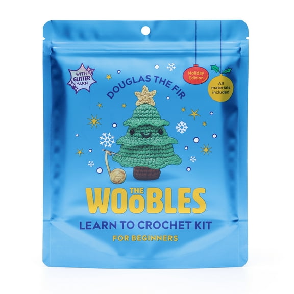 The Woobles Beginner Crochet Amigurumi Kit – Douglas the Fir, Learn to Crochet Holiday Craft Kit for Adults and Kids