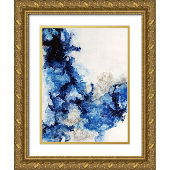 Douglass, Farrell 19x24 Gold Ornate Wood Framed with Double Matting Museum Art Print Titled - Glacier Blue I