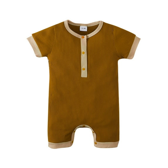 Douhoow 0-18 M Baby Boy Short Sleeve Jumpsuit Contrast Color Round Neck Single-breasted Romper