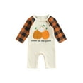 thumbnail image 1 of Douhoow 0-18M Baby Halloween Romper Infant Plaid Long Sleeve Cartoon Pumpkin Jumpsuit, 1 of 8