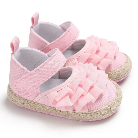 Douhoow 0-18M Girl Shoes Summer Baby Shoes Soft Sole Crib Prewalker Anti-Slip Ruffled First Walkers
