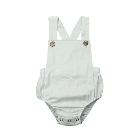 Douhoow 0-3Y Baby Romper Infant Girls Boys Cotton Sleeveless Square Collar Sling Jumpsuit