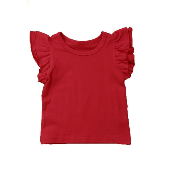 Douhoow 0-6Y Kids Girl Short Sleeve T-Shirt Baby Cotton Ruffle Tee Tops