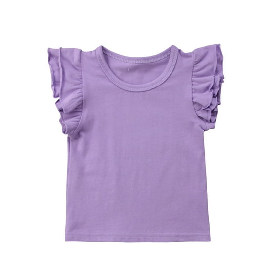 Douhoow 0-6Y Kids Girl Short Sleeve T-Shirt Baby Cotton Ruffle Tee Tops