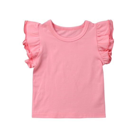 Douhoow 0-6Y Kids Girl Short Sleeve T-Shirt Baby Cotton Ruffle Tee Tops