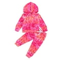 thumbnail image 1 of Douhoow 1-6 Years Girls' Tie-Dye Long Sleeve Hoodies Tops Pants 2 Piece Autumn Clothes Set, 1 of 8