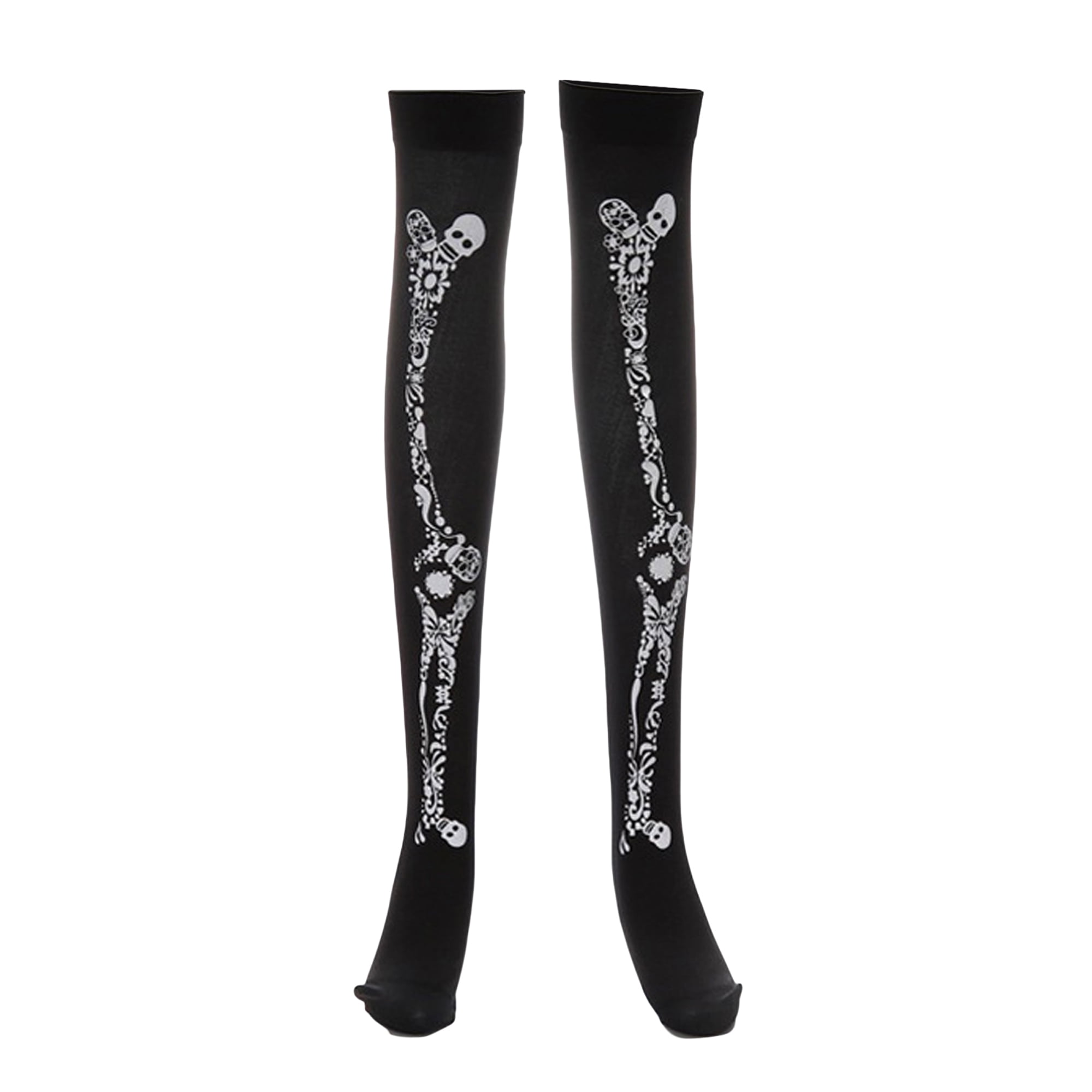 Douhoow 1 Pair Women Halloween Stockings Gothic Cobweb Skull Bat Print ...