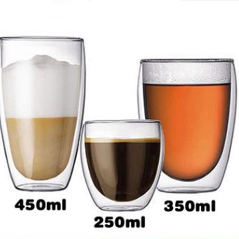 Douhoow 1Piece 150-450ML Heat-resistant Double Wall Transparent Glass Milk  Cup Coffee Mug - Walmart.com