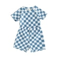 thumbnail image 1 of Douhoow 2 Pieces Swimsuit for Toddler Boys Checkerboard Print Short Sleeve Tops Swim Shorts 0-4 Years Beach Swimwear Summer Bathing Suit, 1 of 9