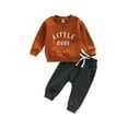 thumbnail image 1 of Douhoow 2Pcs Baby Boy Fall Outfits, Letter Crew Neck Sweatshirt Drawstring Long Pants, 1 of 8