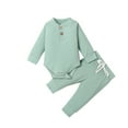 thumbnail image 1 of Douhoow 2Pcs Infant Clothing Set Baby Round Collar Long Sleeve Knitting Romper + Pants, 1 of 5